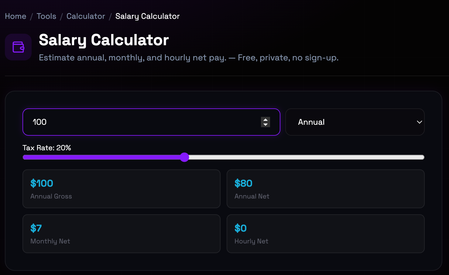 How to use Salary Calculator online — free, fast, and private